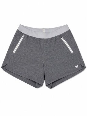 NWT KORSA Embrace 5” Running Shorts Gray Reflective Zip Pockets Lined Size Small